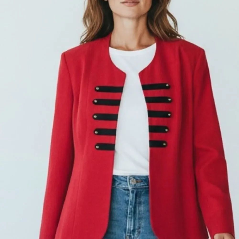 Dress Barn Petite Red Military Style Women's Jacket in Size PXL